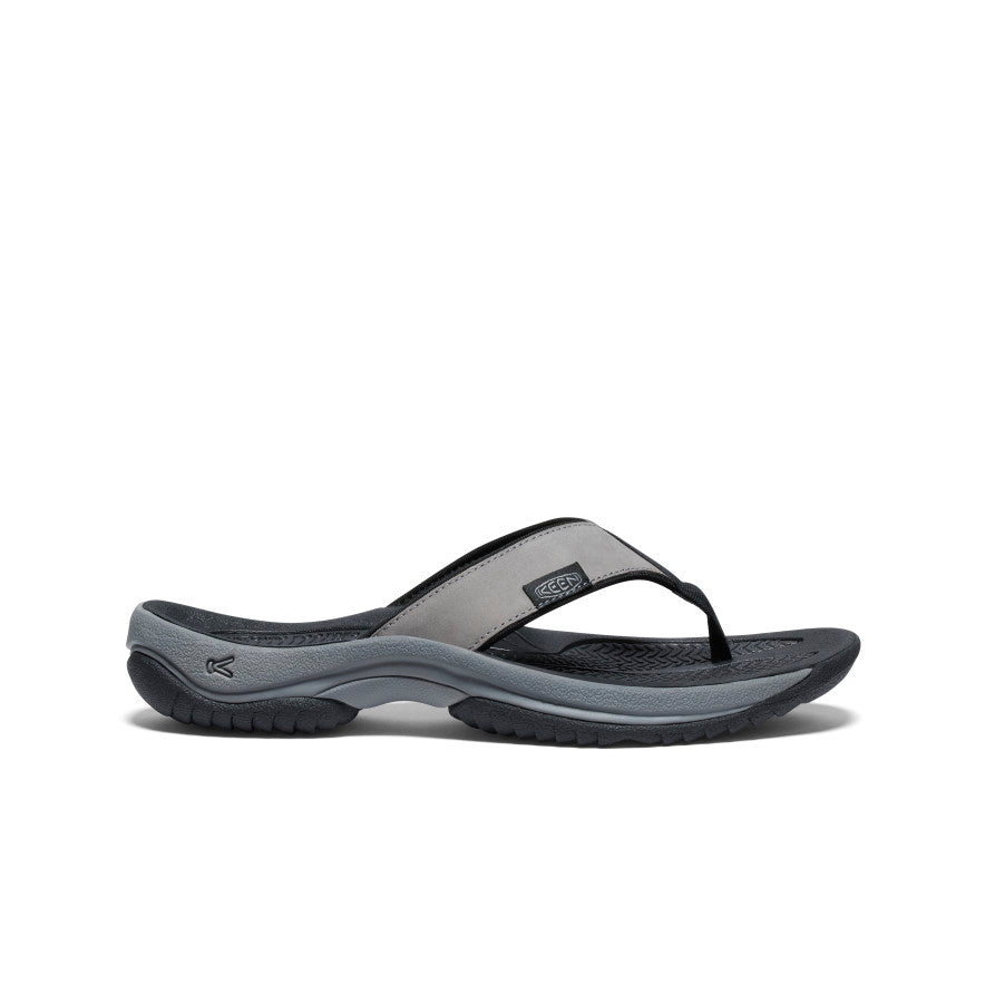 Men's Kona Leather Flip-Flop - Steel Grey/Black